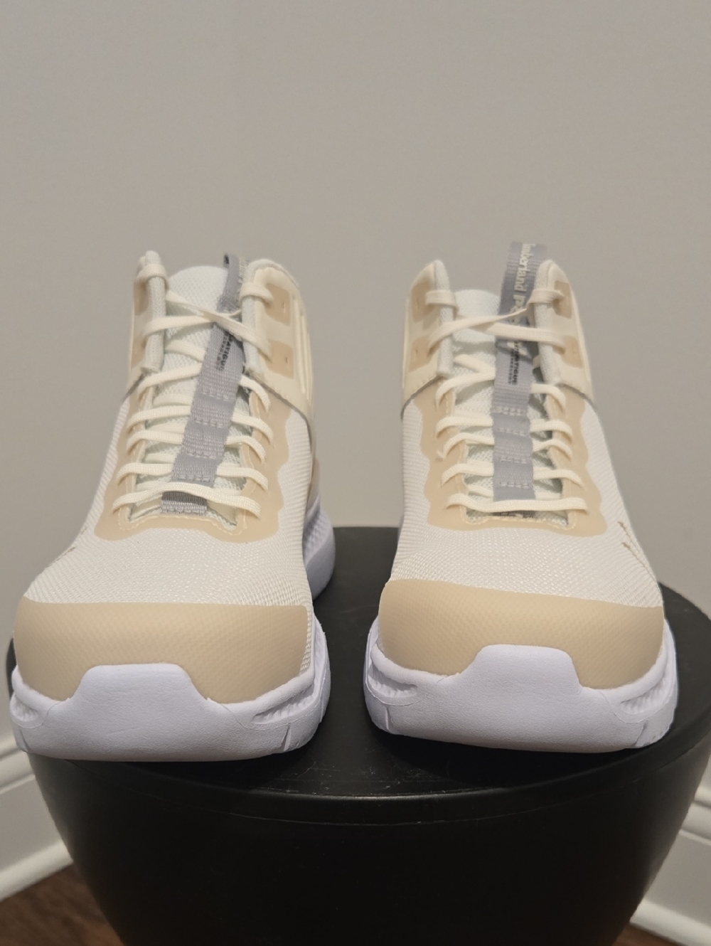 Womens Lightweight Breathable Steel Toe Sneakers - Cream/White
